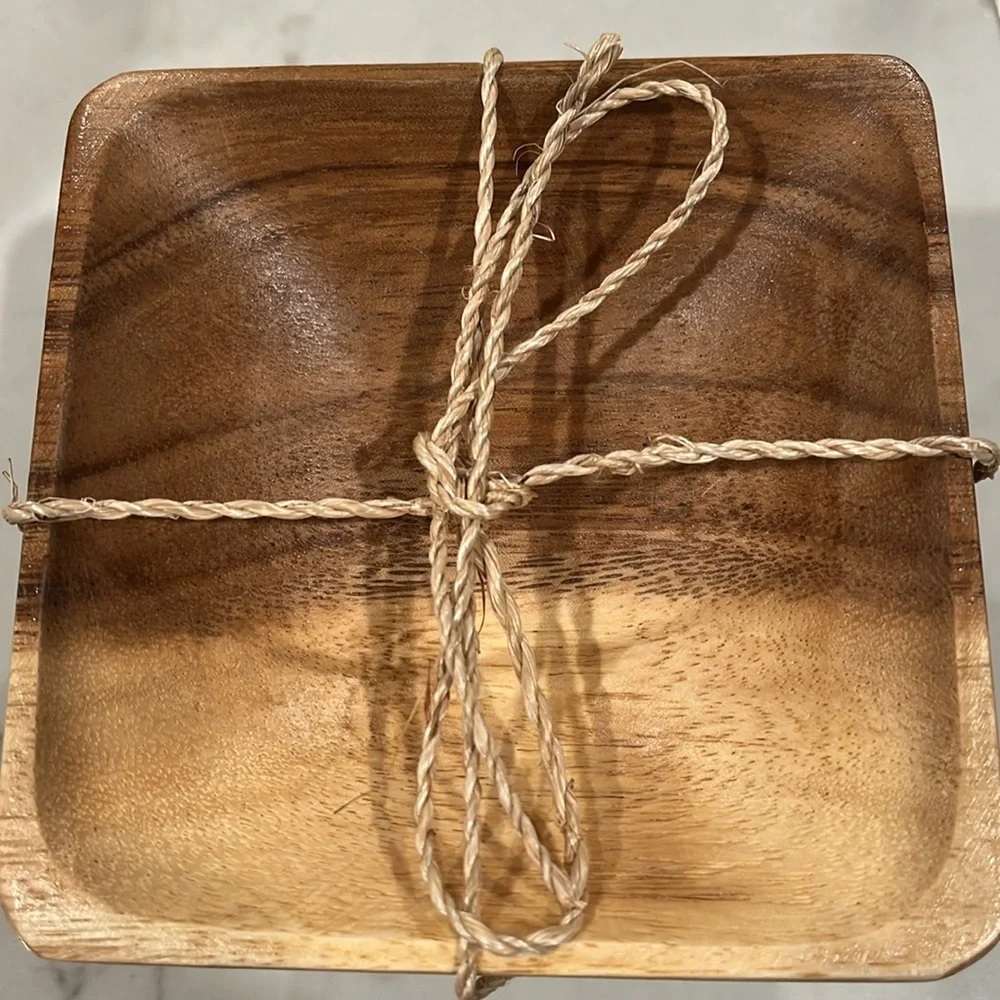 Creative Co-Op Square Acacia Wood Bowl Set/NWT